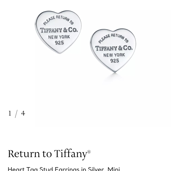 Tiffany & Co. Silver Heart Studs with Blue Pouch - Picture 5 of 6